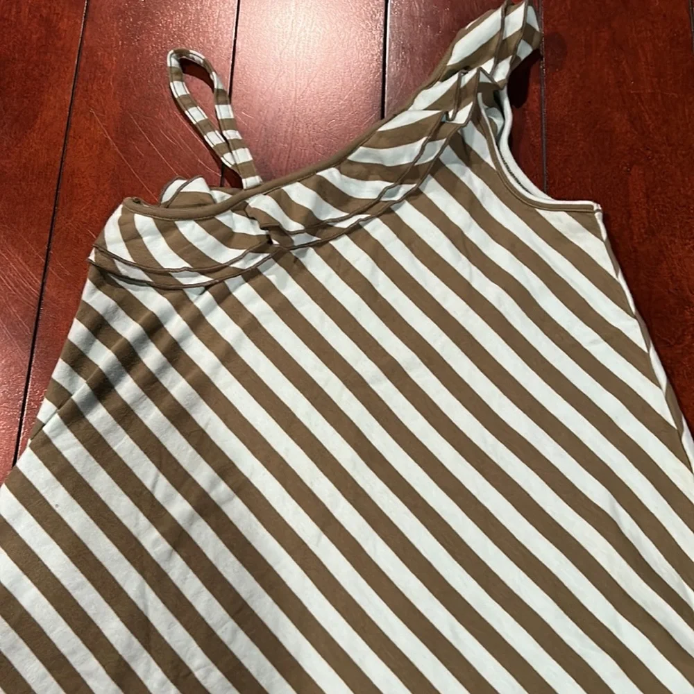 Gymboree Beach Shack Striped One Shoulder Dress Aqua Olive Size 10